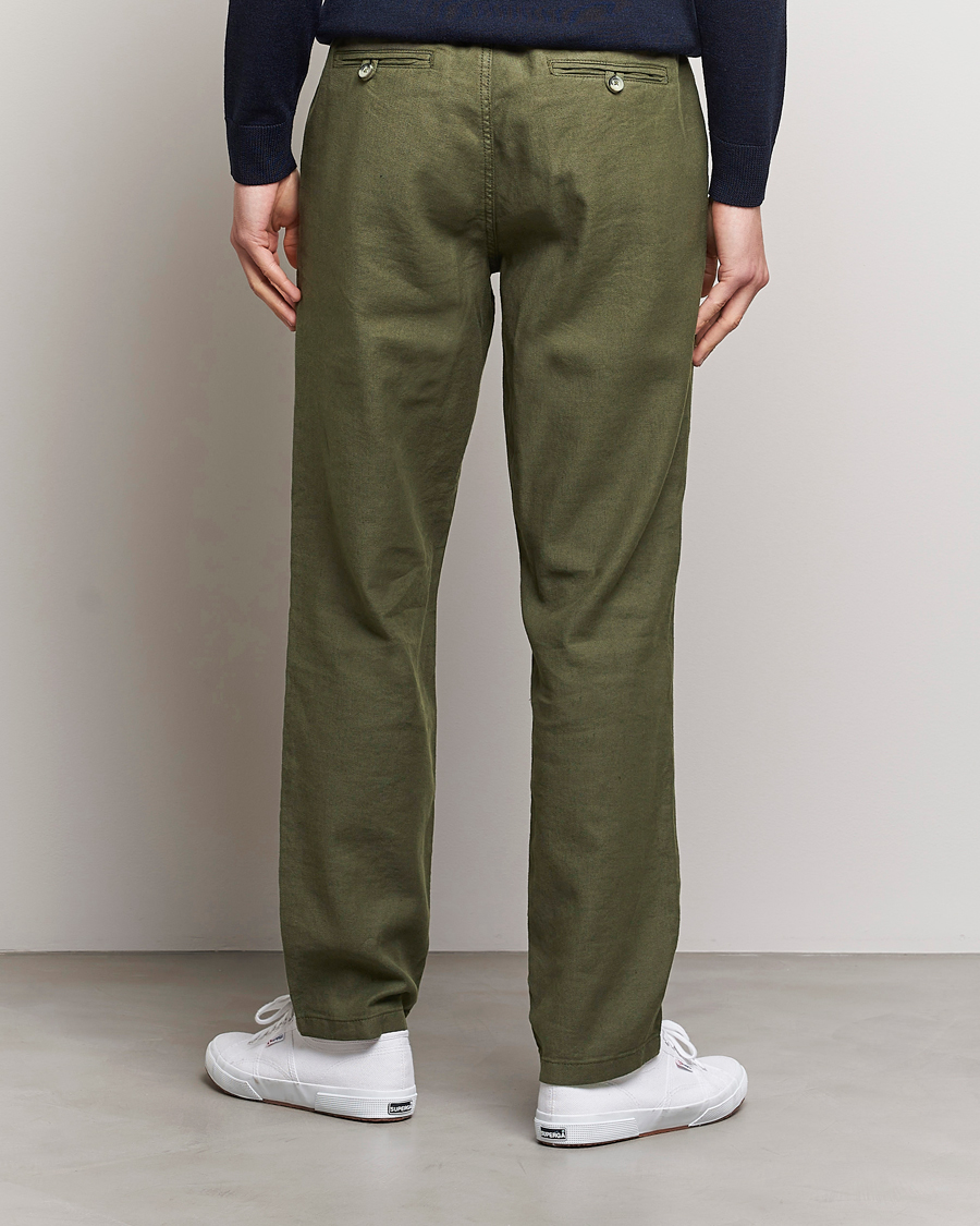 Mies | Housut | Morris | Fenix Linen Drawstring Trousers Olive
