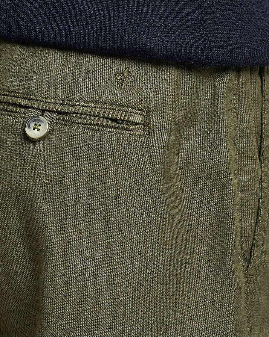 Mies | Housut | Morris | Fenix Linen Drawstring Trousers Olive