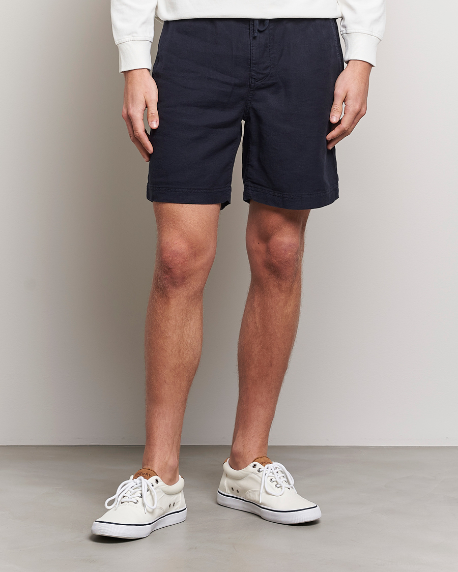 Mies |  | Morris | Fenix Linen Drawstring Shorts Navy