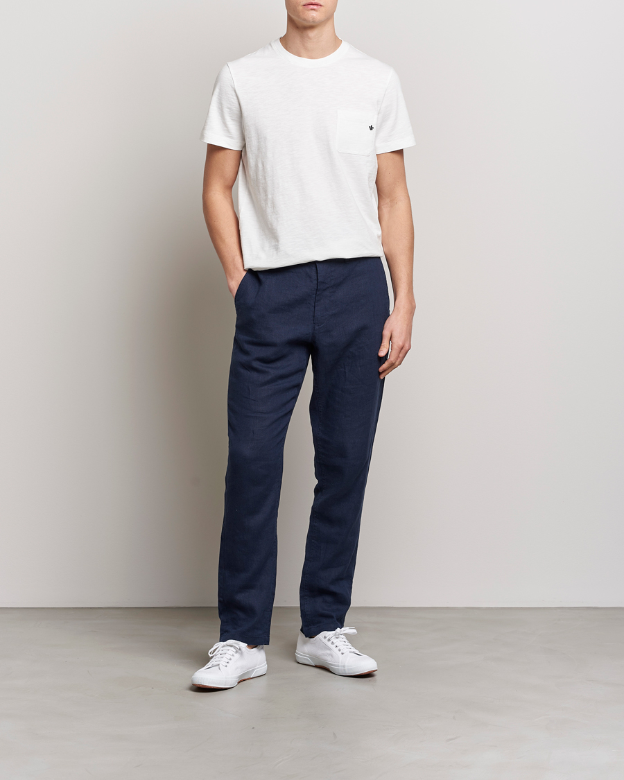 Mies | T-paidat | Morris | Lily Slub Pocket Crew Neck Tee White