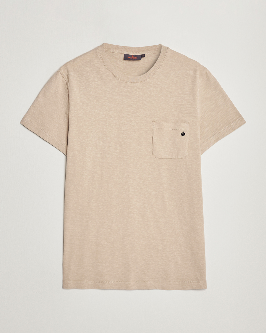 Mies | T-paidat | Morris | Lily Slub Pocket Crew Neck Tee Beige