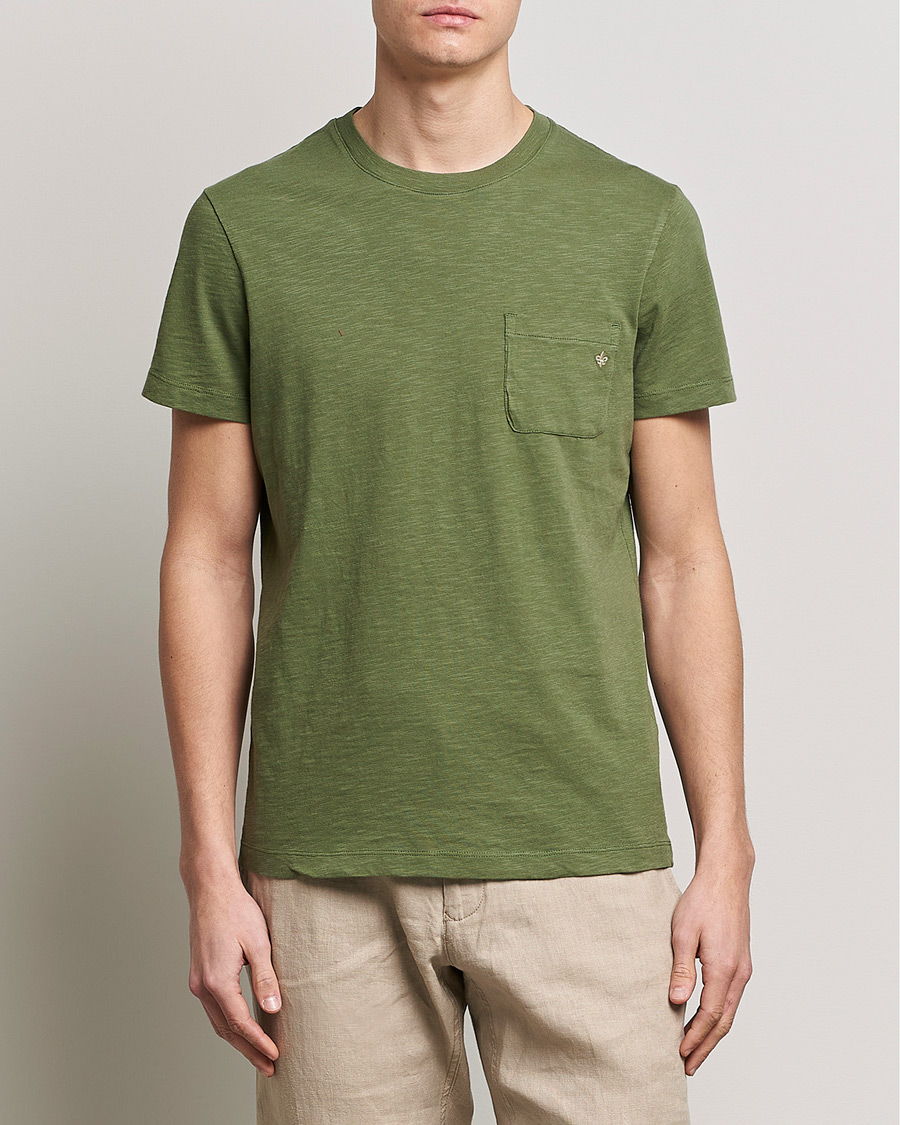Mies | T-paidat | Morris | Lily Slub Pocket Crew Neck Tee Olive