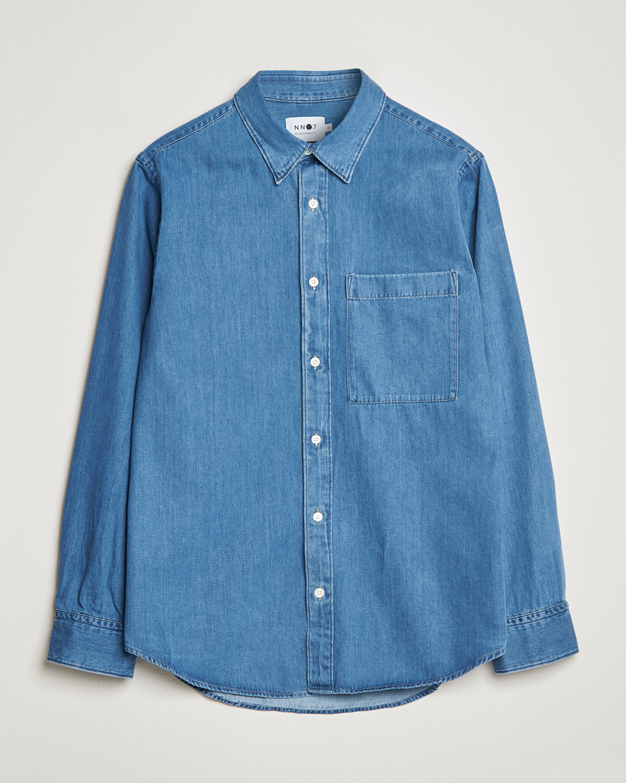 Mies |  | NN07 | Cohen Tencel Denim Shirt Medium Blue