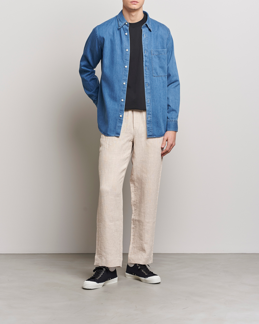 Mies | Kauluspaidat | NN07 | Cohen Tencel Denim Shirt Medium Blue