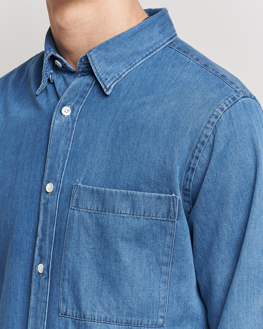 Mies | Kauluspaidat | NN07 | Cohen Tencel Denim Shirt Medium Blue