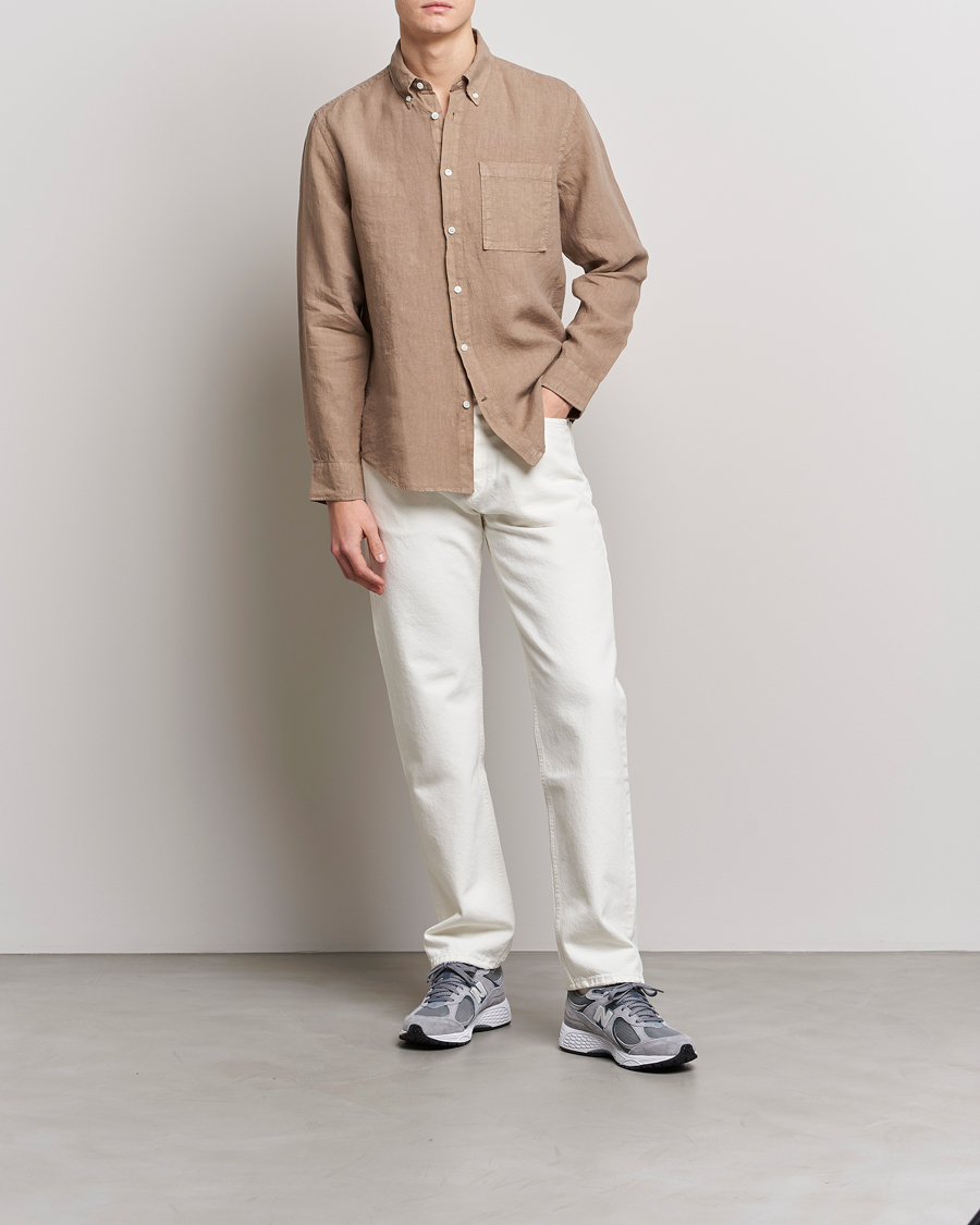 Mies | Kauluspaidat | NN07 | Arne Linen Shirt Greige