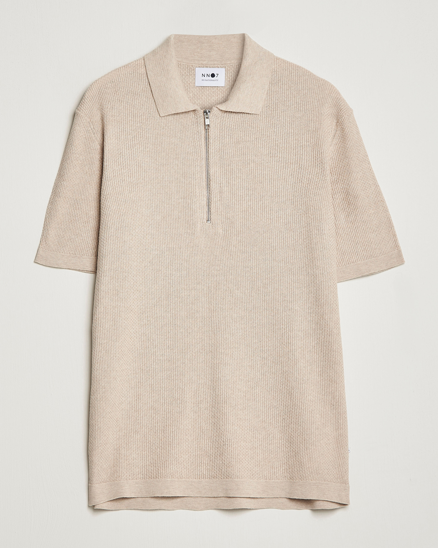 Mies | Pikeet | NN07 | Hansie Structured Zip Polo Cream