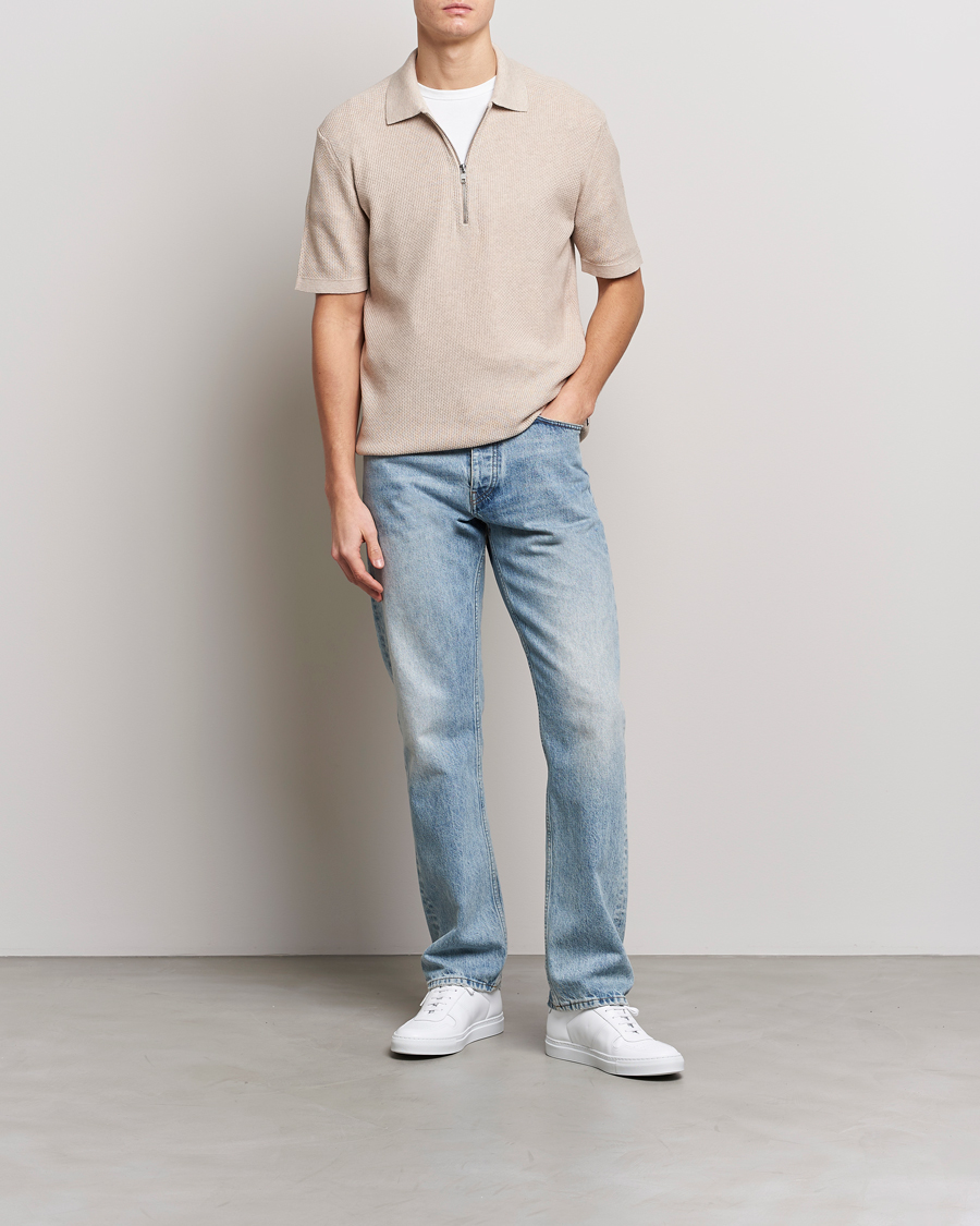 Mies | Pikeet | NN07 | Hansie Structured Zip Polo Cream