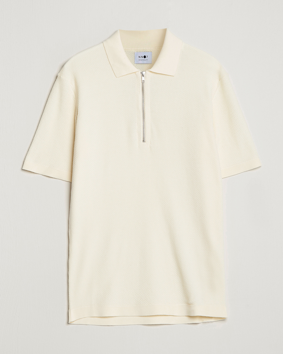 Mies | Pikeet | NN07 | Hansie Structured Zip Polo Ecru