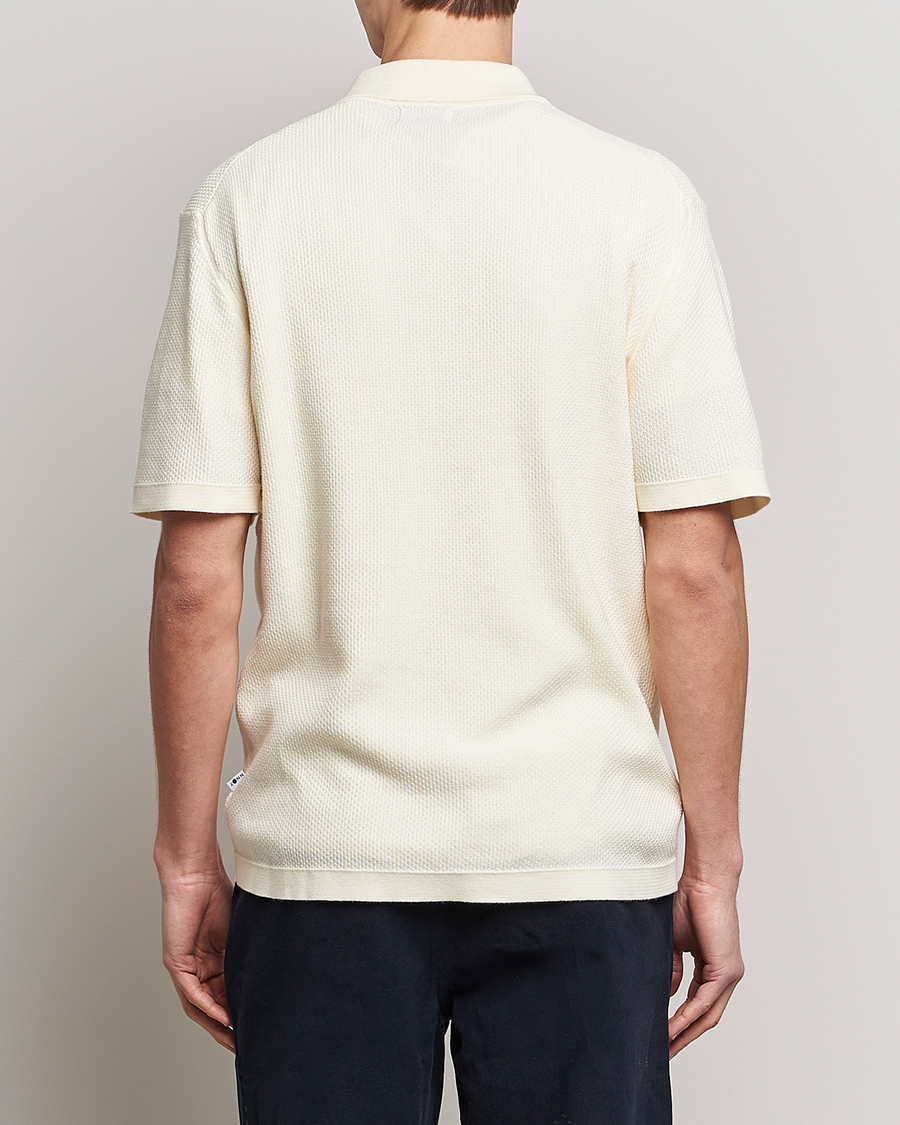 Mies | Pikeet | NN07 | Hansie Structured Zip Polo Ecru