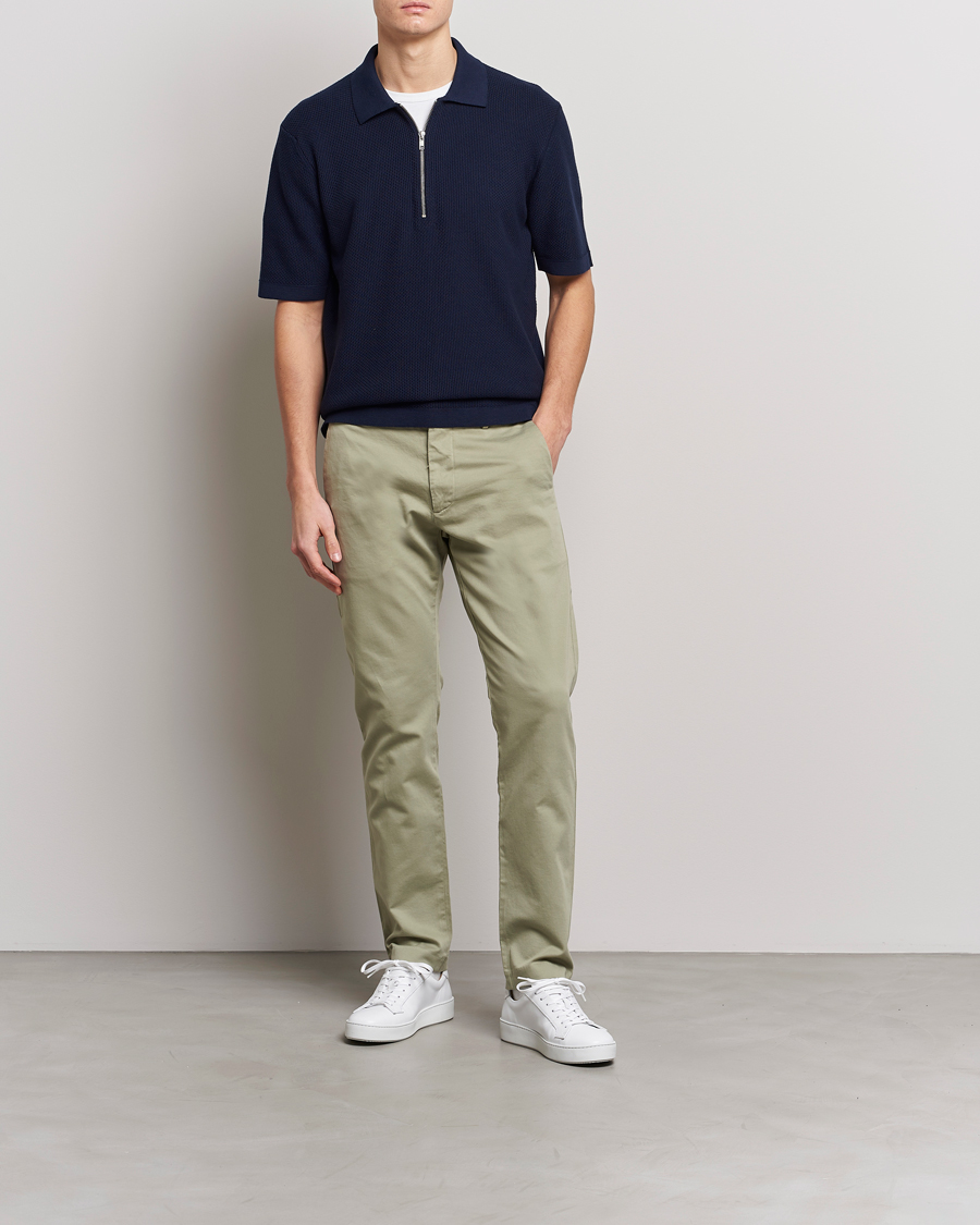 Mies | Pikeet | NN07 | Hansie Structured Zip Polo Navy Blue