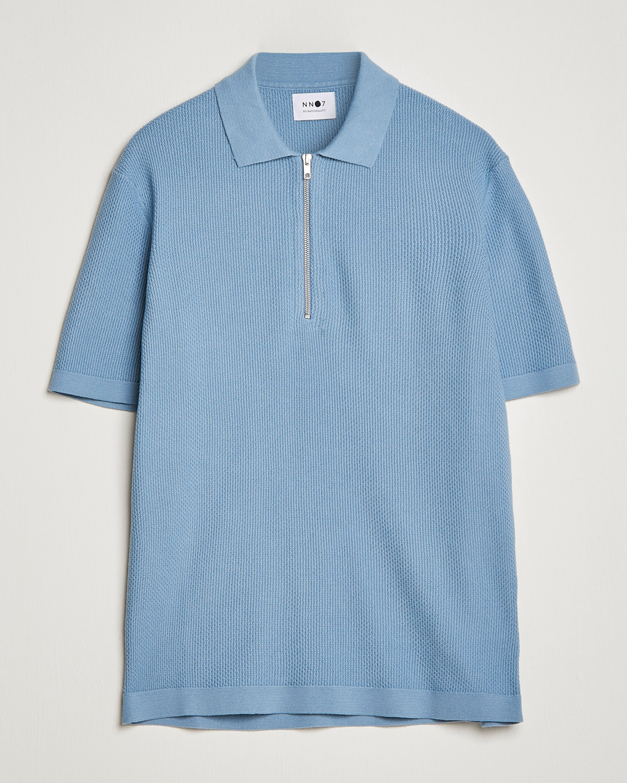 Mies | Pikeet | NN07 | Hansie Structured Zip Polo Ashley Blue