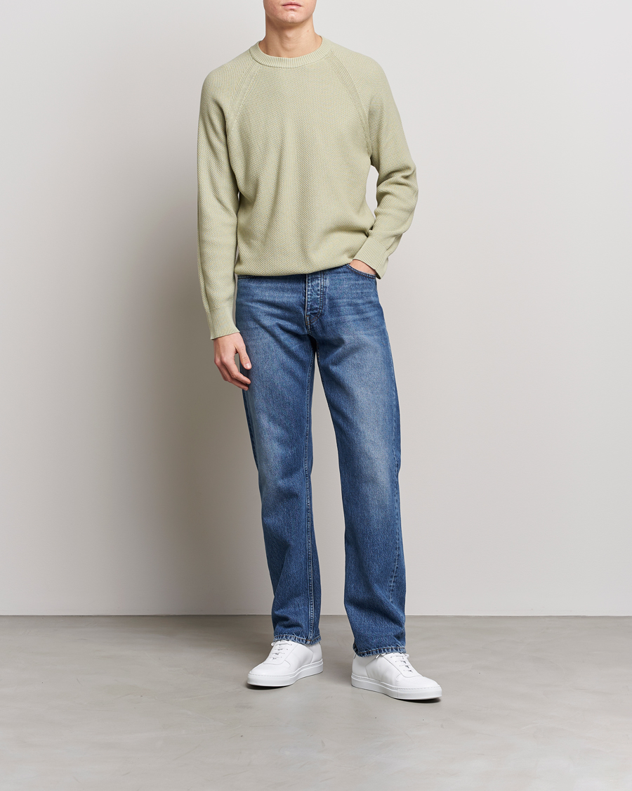 Mies | Puserot | NN07 | Brandon Cotton Knitted Sweater Pale Green