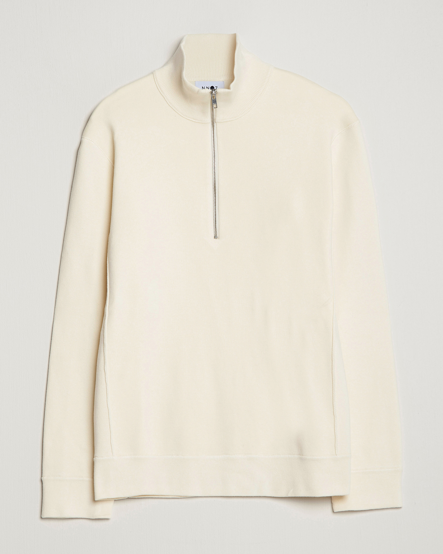 Mies | Puserot | NN07 | Luis Knitted Half-Zip Sweater Ecru