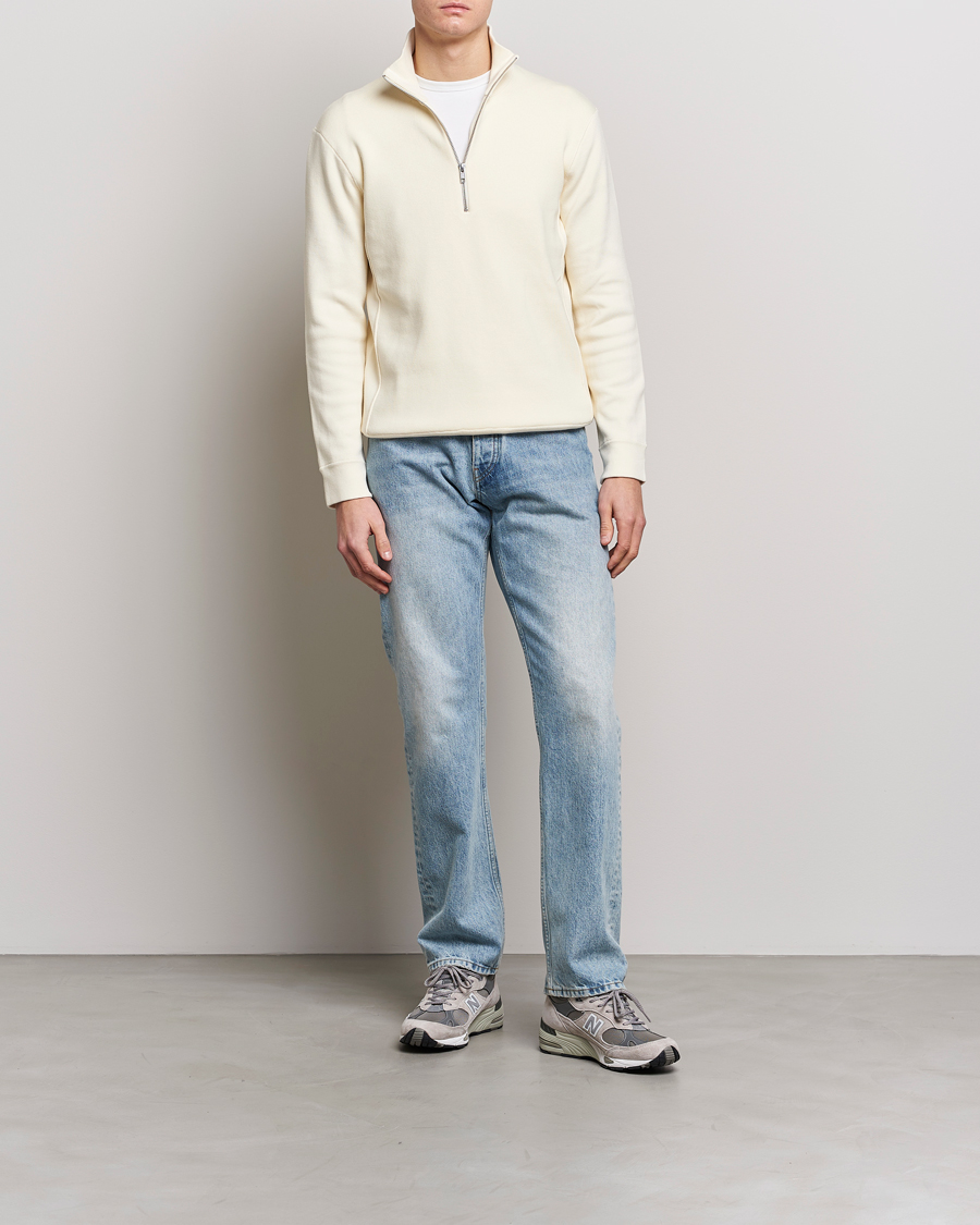 Mies | Puserot | NN07 | Luis Knitted Half-Zip Sweater Ecru