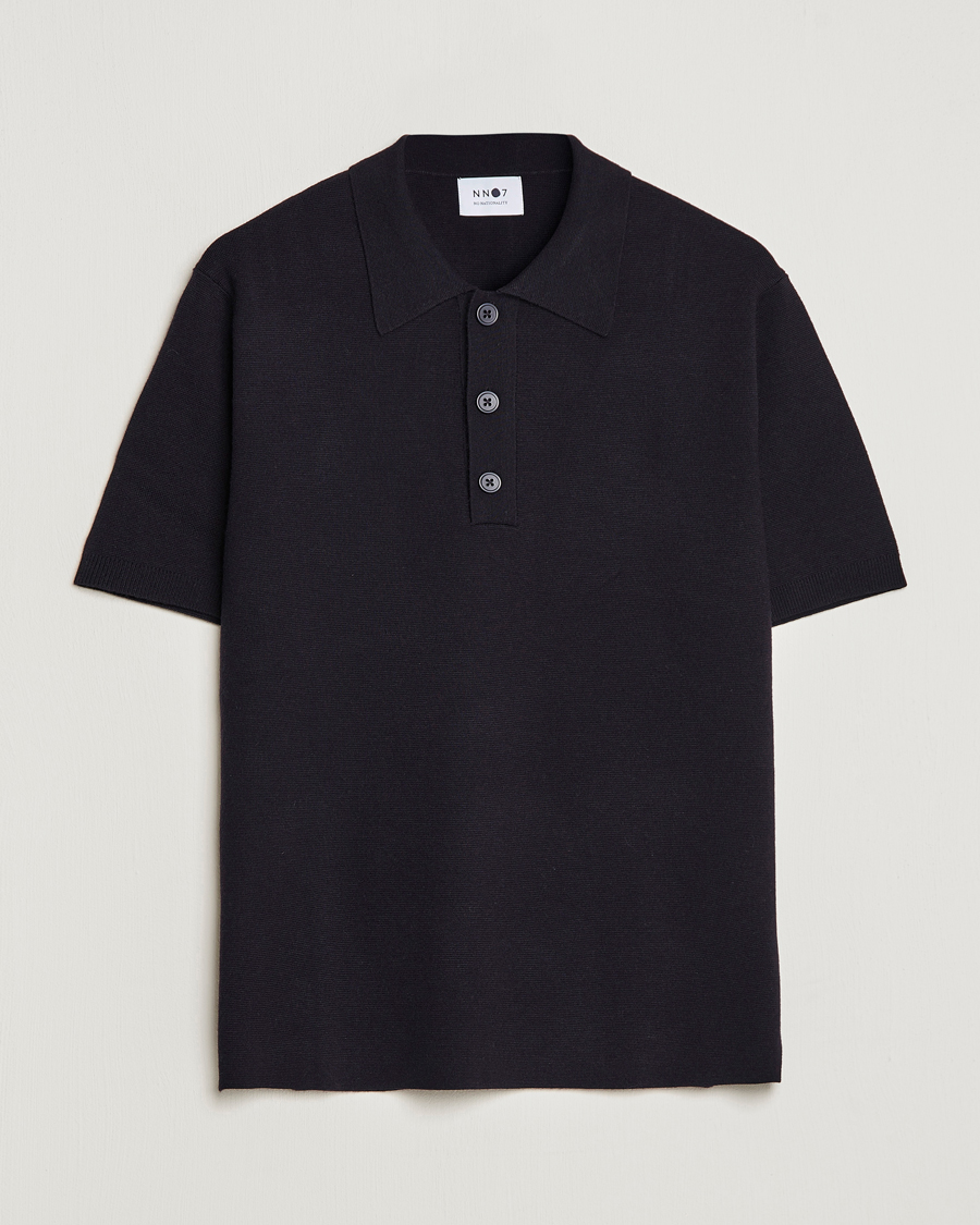 Mies | Pikeet | NN07 | Harald Knitted Polo Navy Blue