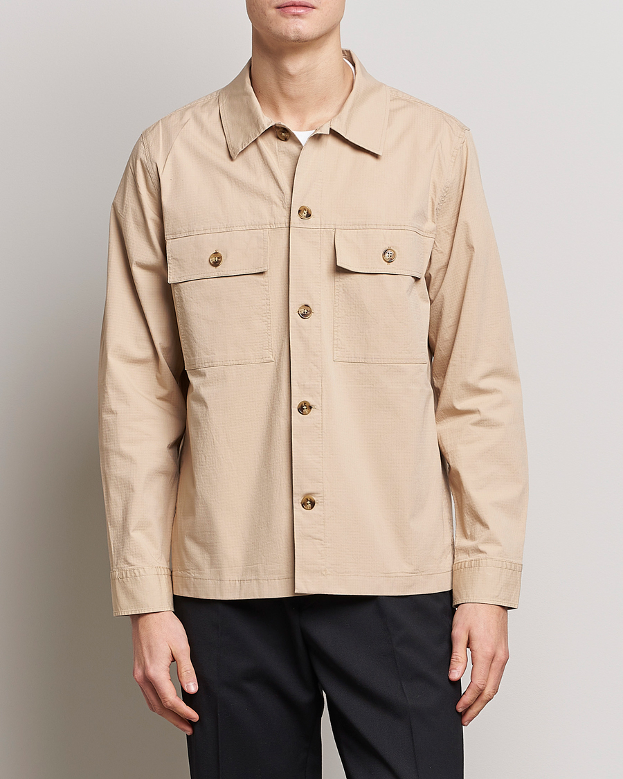 Mies | Kauluspaidat | NN07 | Wilas Ripstop Overshirt Cream