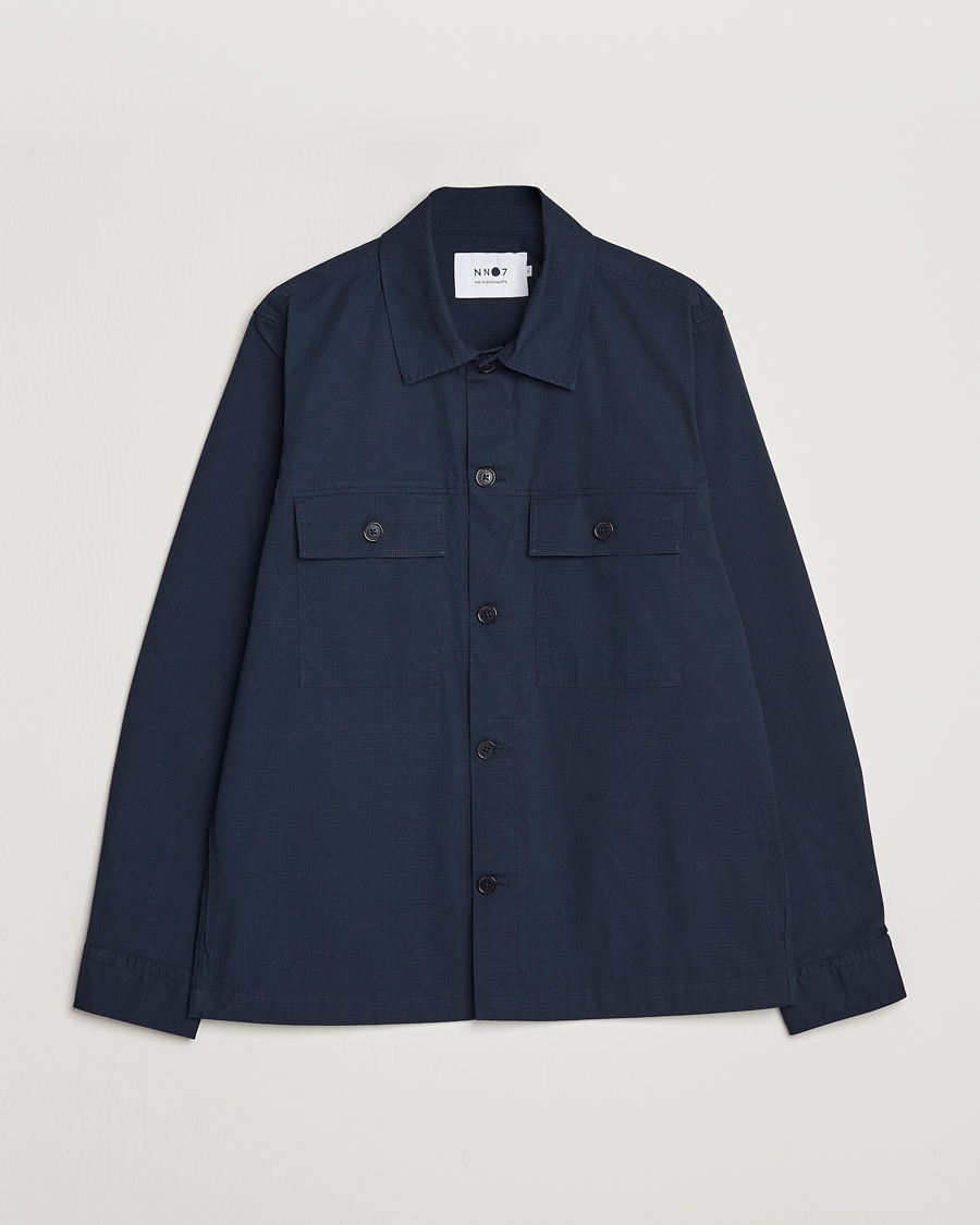Mies | Kauluspaidat | NN07 | Wilas Ripstop Overshirt Navy Blue
