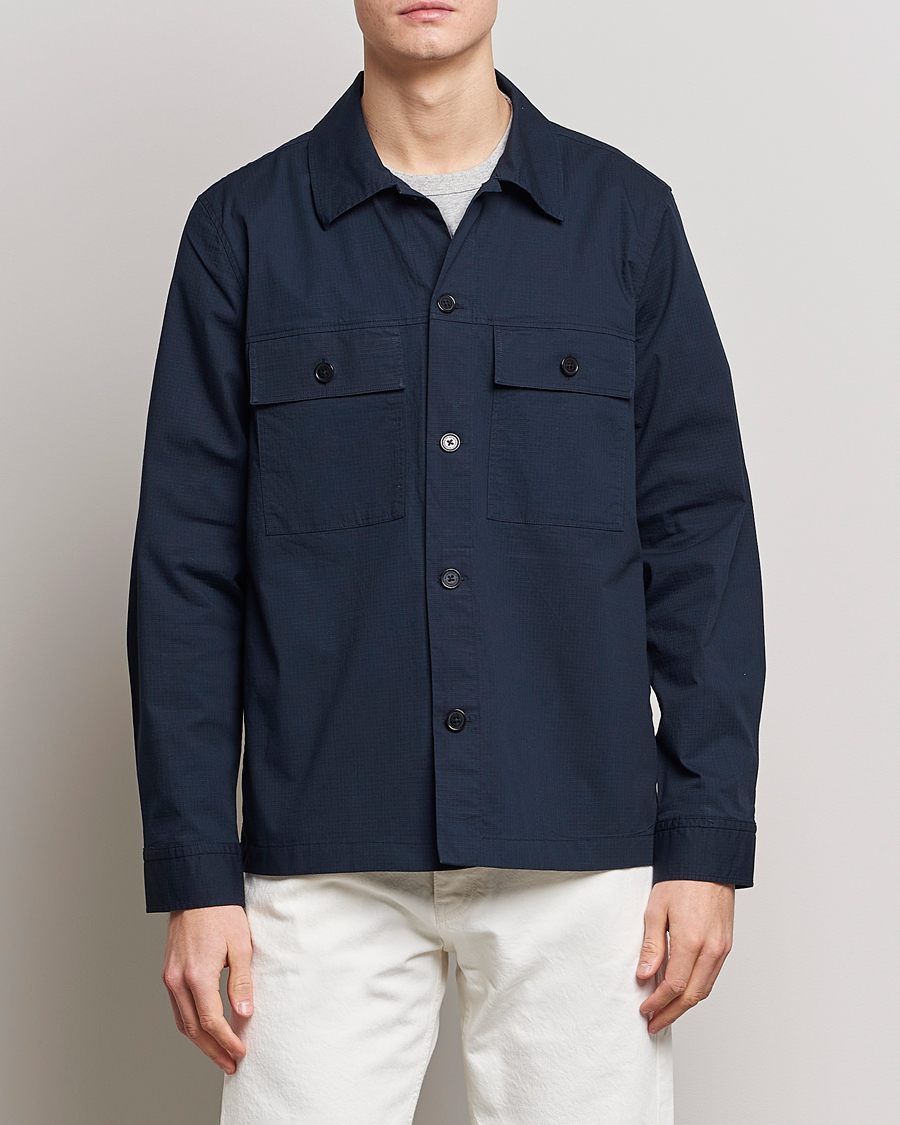 Mies | Wardrobe Basics | NN07 | Wilas Ripstop Overshirt Navy Blue