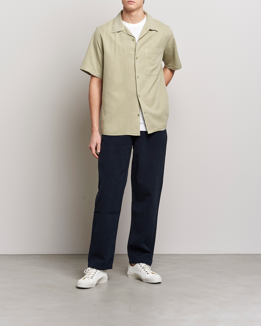 Mies | Kauluspaidat | NN07 | Julio Tencel Resort Collar Shirt Pale Green