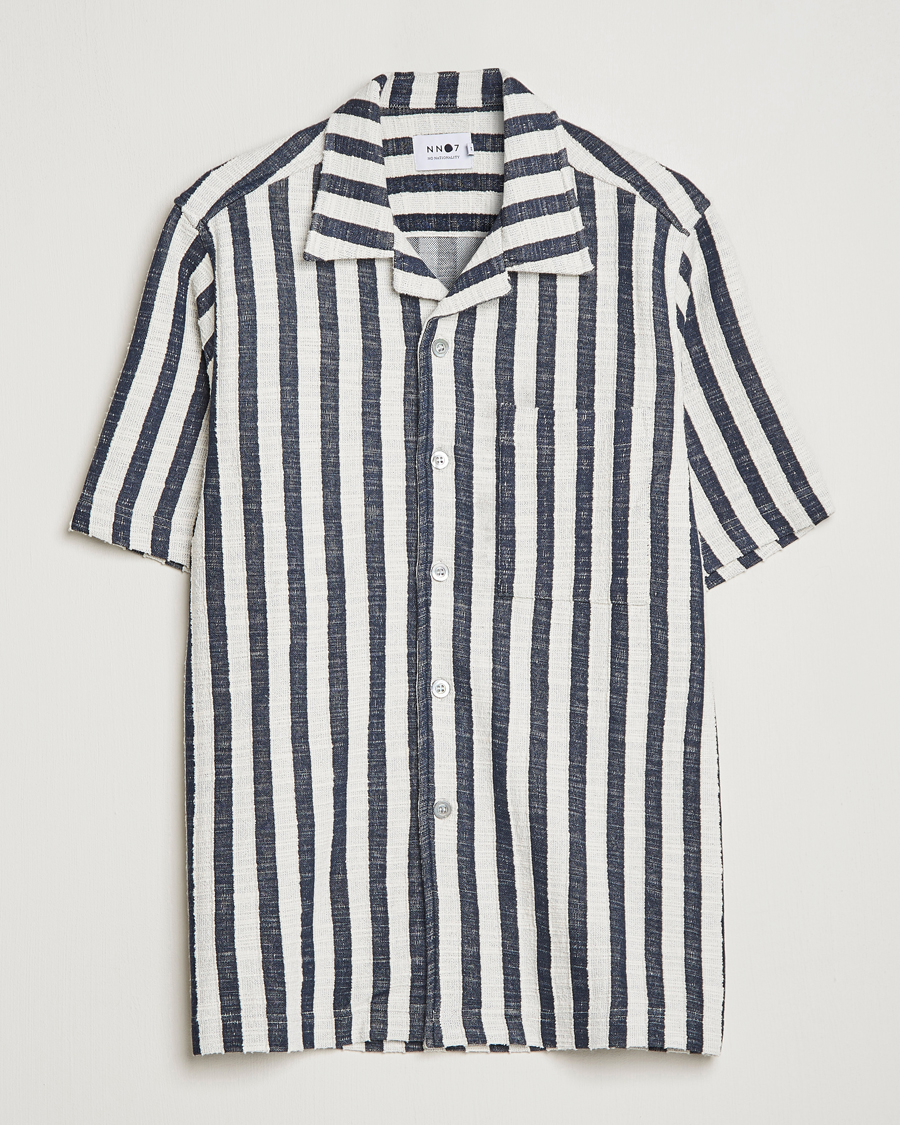 Mies | Kauluspaidat | NN07 | Julio Striped Short Sleeve Shirt Navy/White