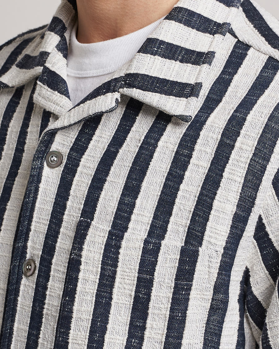 Mies | Kauluspaidat | NN07 | Julio Striped Short Sleeve Shirt Navy/White