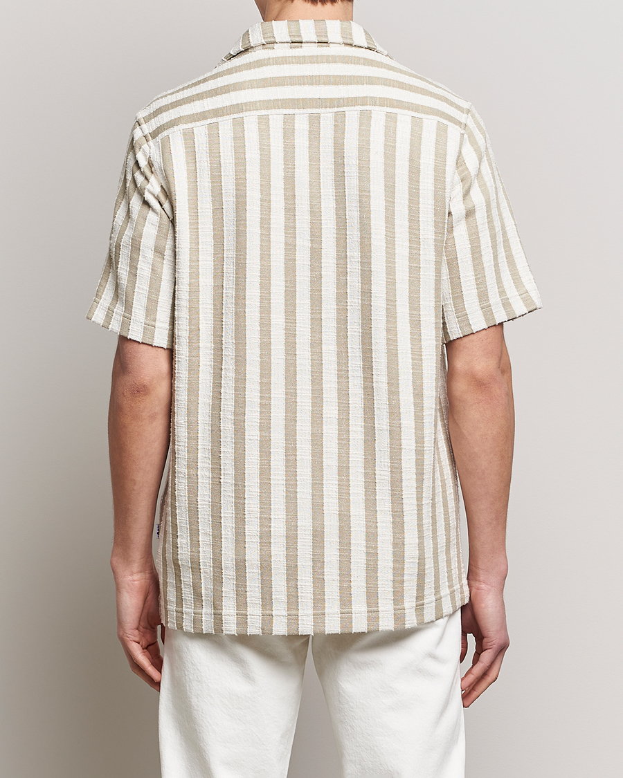 Mies | Kauluspaidat | NN07 | Julio Knitted Striped Resort Collar Shirt Green/White