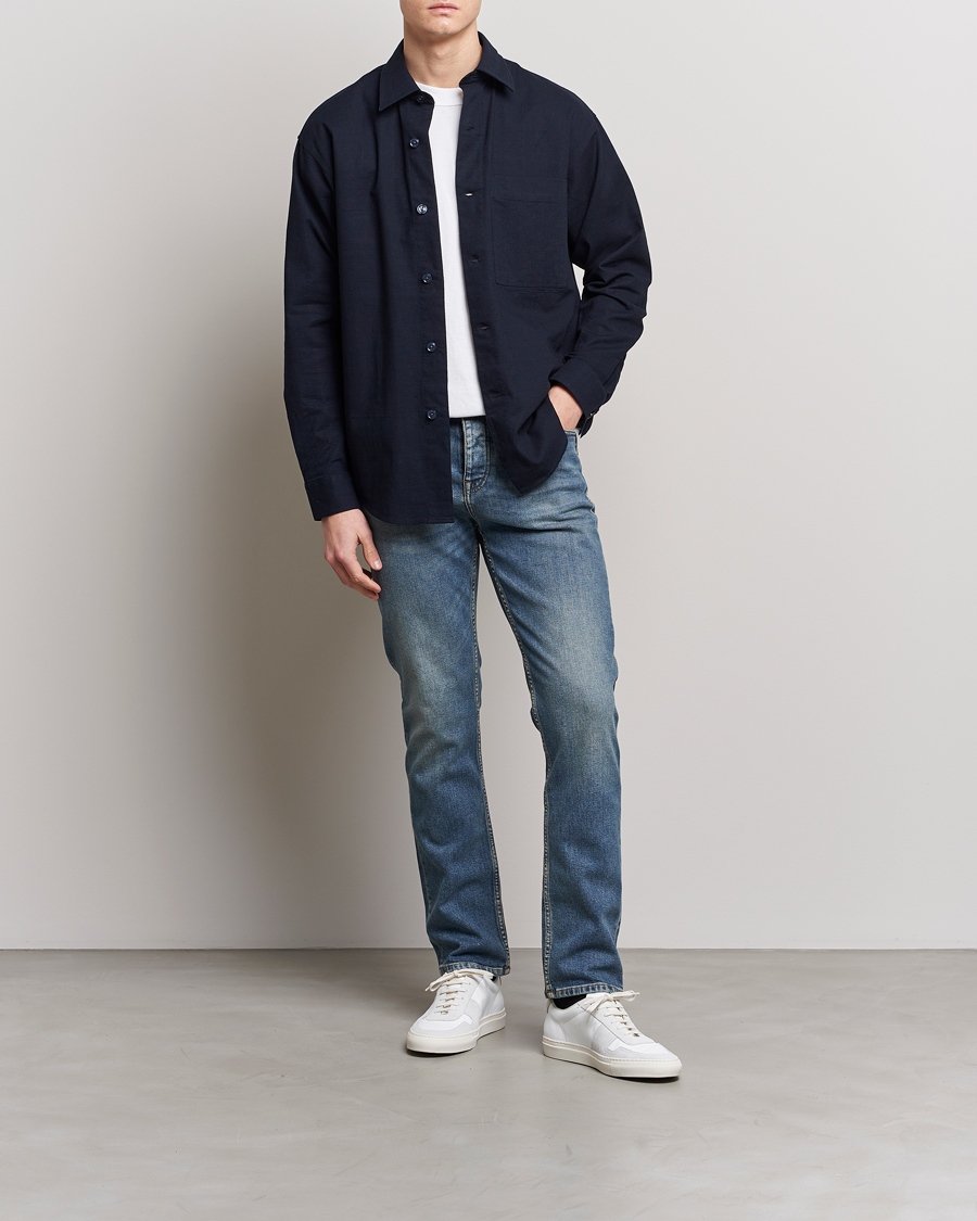 Mies | Kauluspaidat | NN07 | Adwin Cotton Pocket Shirt Navy Blue