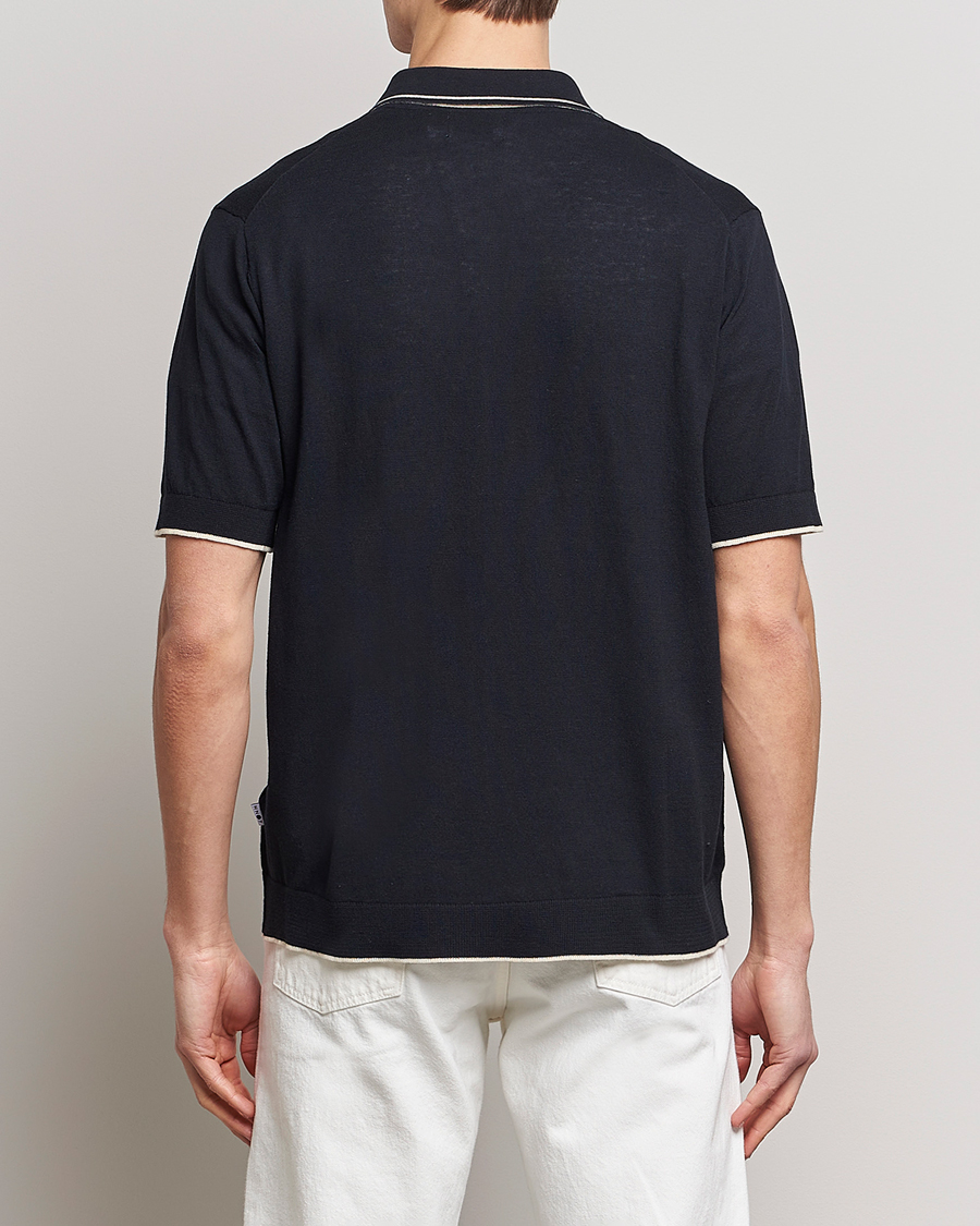 Mies | Kauluspaidat | NN07 | Nolan Knitted Short Sleeve Shirt Navy Blue