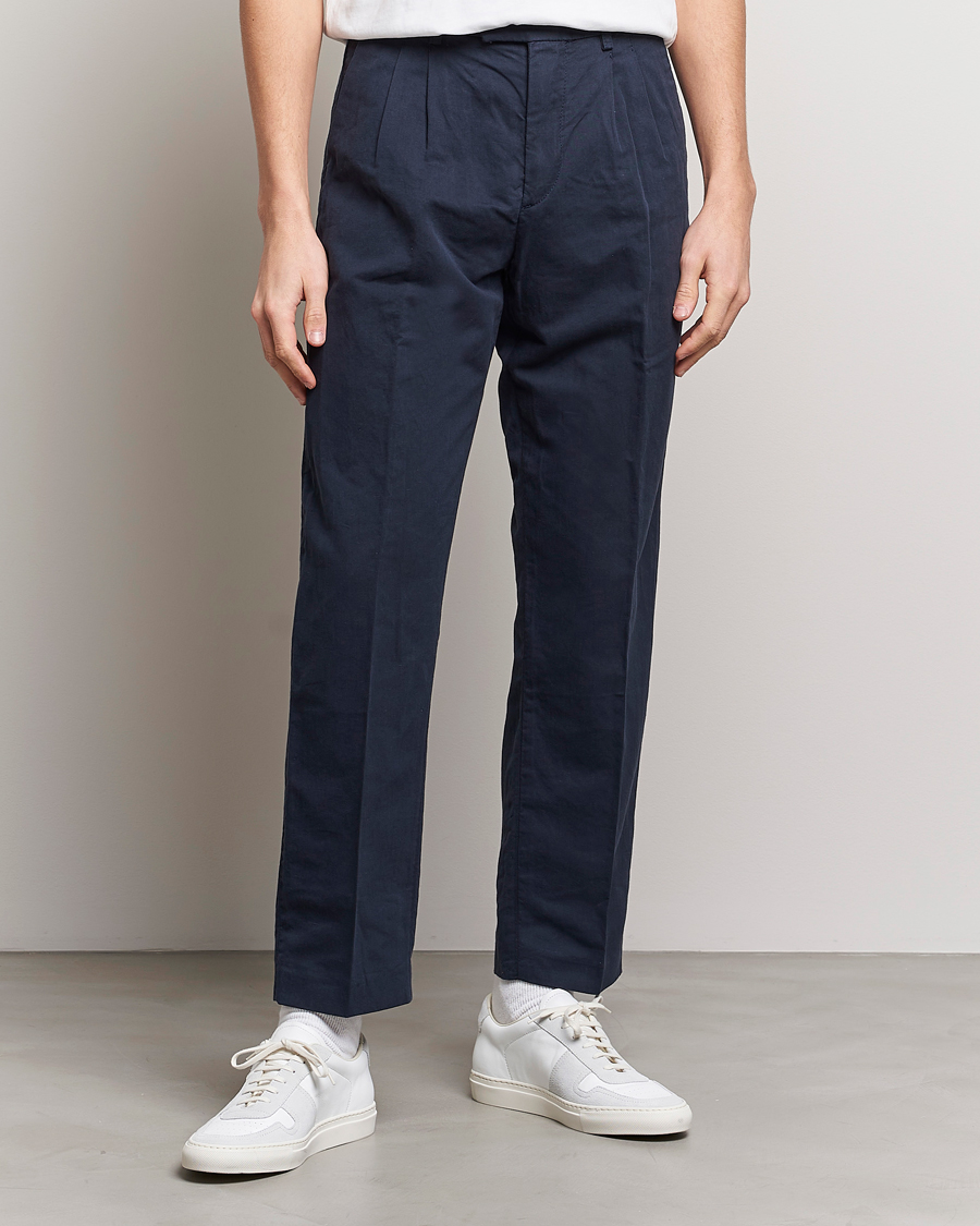 Mies | Housut | NN07 | Fritz Pleated Trousers Navy Blue