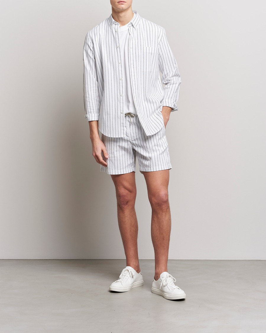 Mies | Shortsit | NN07 | Gregor Creppe Drawstring Shorts Black/White