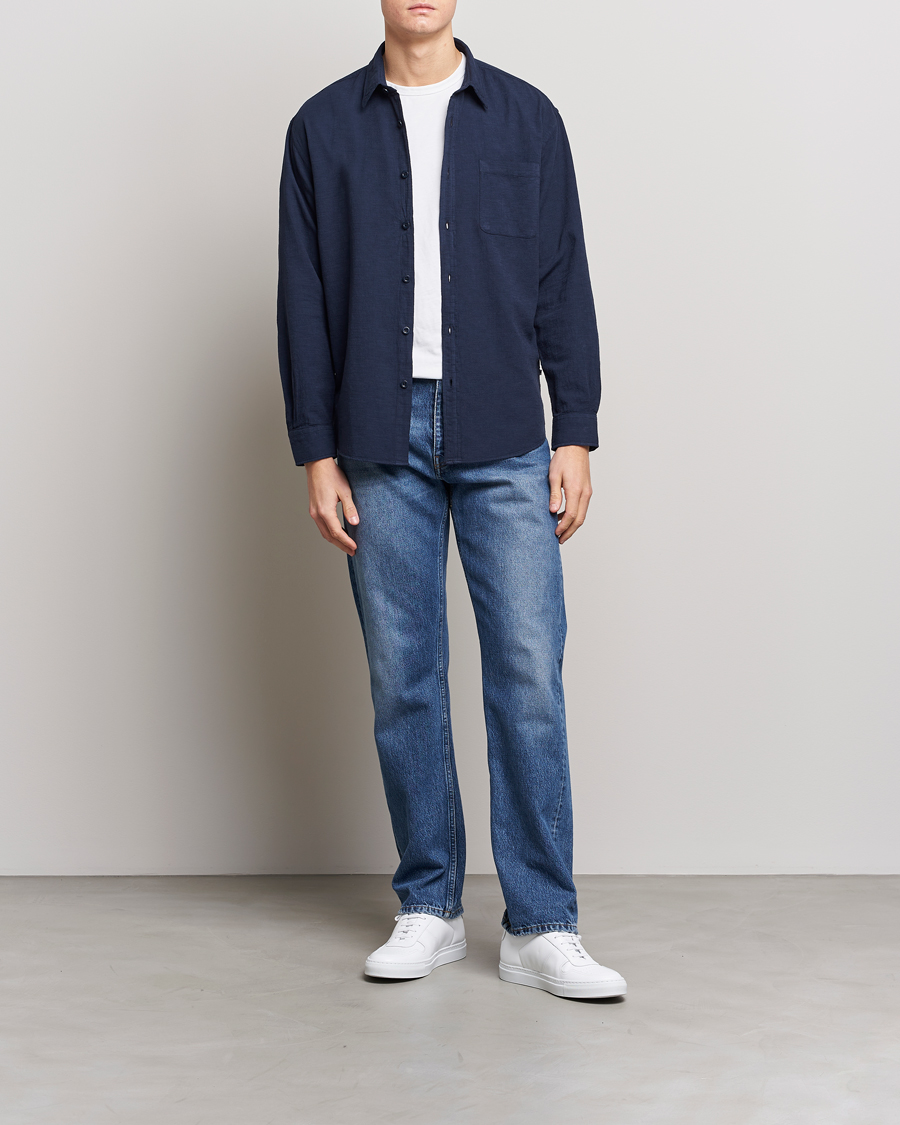 Mies | Kauluspaidat | NN07 | Deon Jacquard Shirt Navy Blue