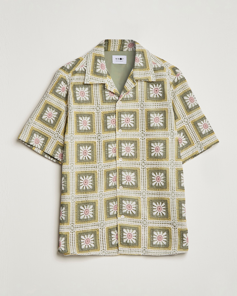 Mies | Kauluspaidat | NN07 | Julio Flower Short Sleeve Shirt Pale Green