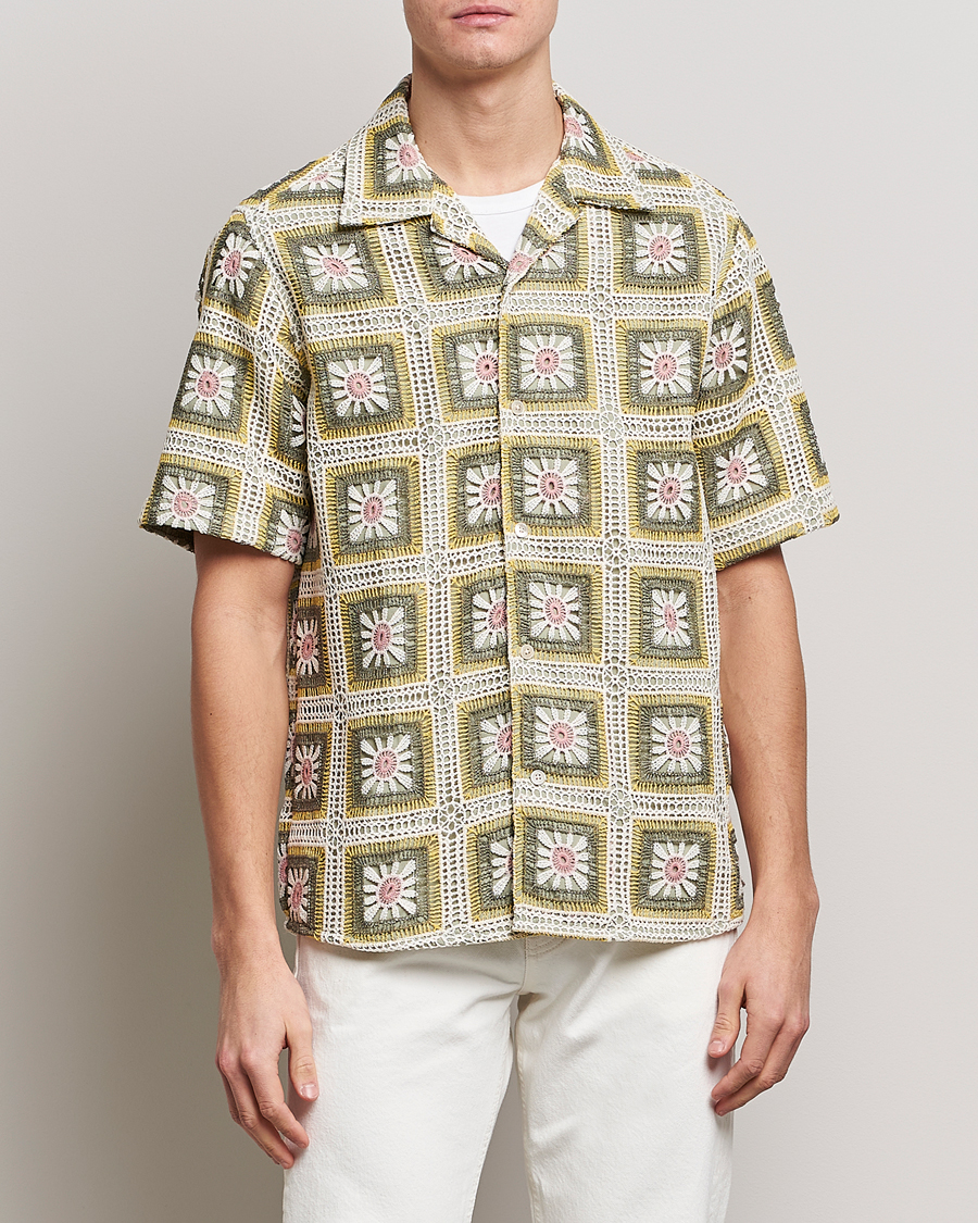 Mies | Lyhythihaiset kauluspaidat | NN07 | Julio Flower Short Sleeve Shirt Pale Green