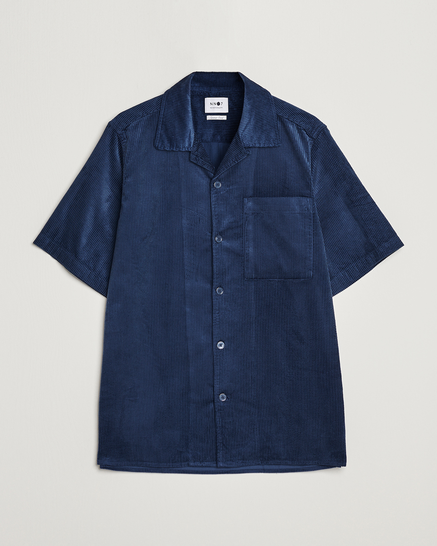 Mies | Kauluspaidat | NN07 | Julio Tencel Corduroy Short Sleeve Shirt Sargasso Sea