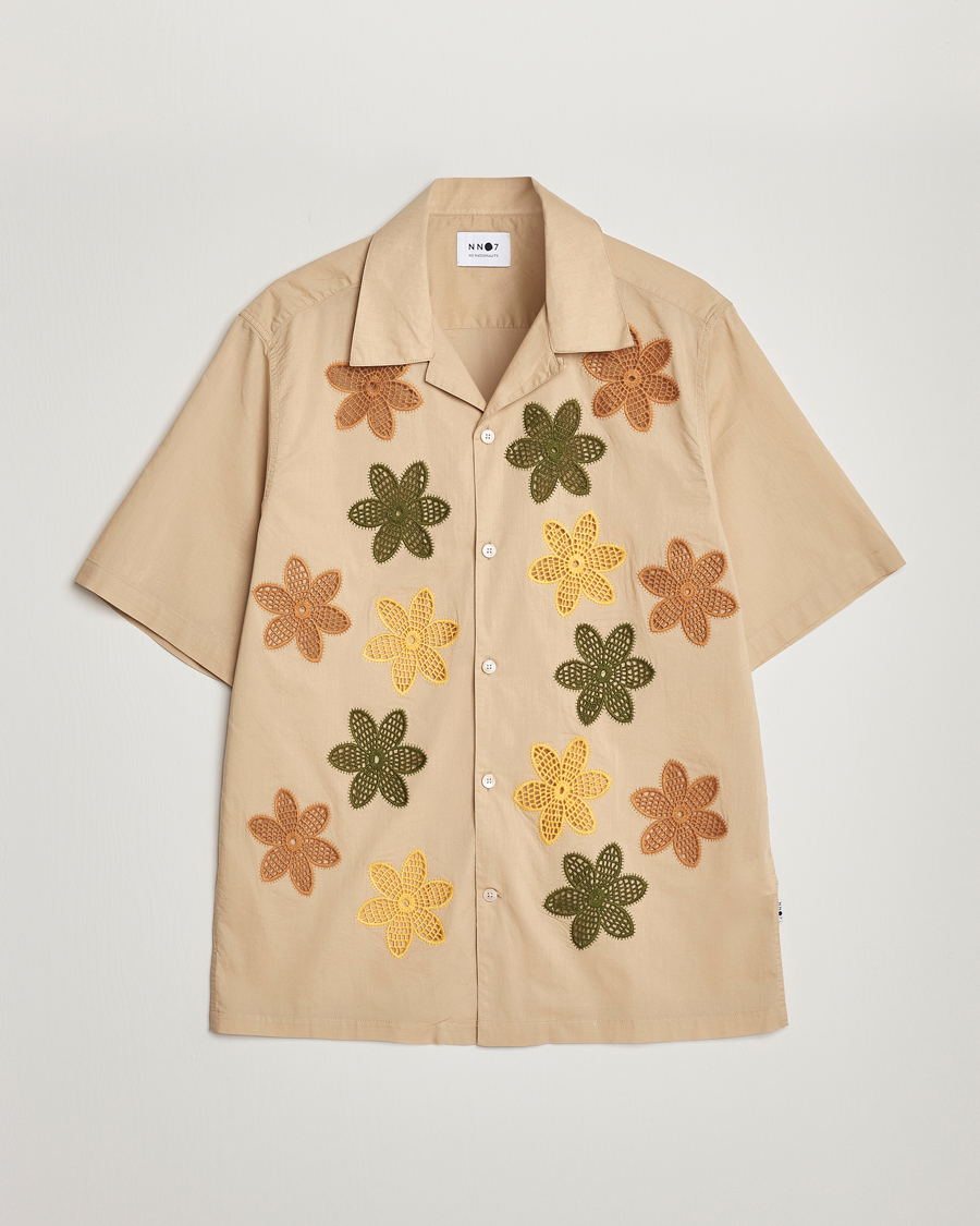 Mies | Kauluspaidat | NN07 | Julio Flower Short Sleeve Shirt Cream