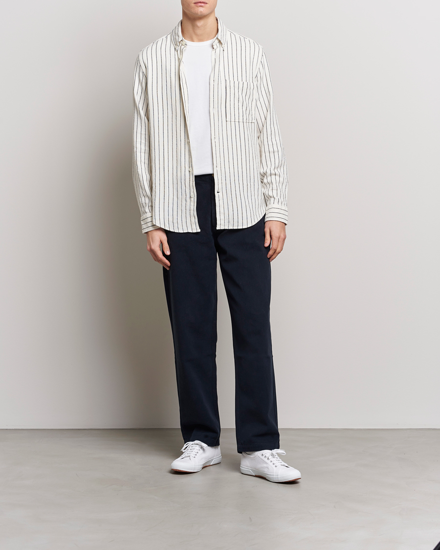 Mies | Kauluspaidat | NN07 | Arne Linen Striped Shirt Navy/White