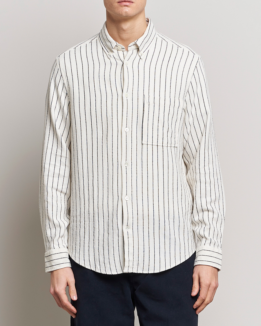 Mies | Kauluspaidat | NN07 | Arne Linen Striped Shirt Navy/White