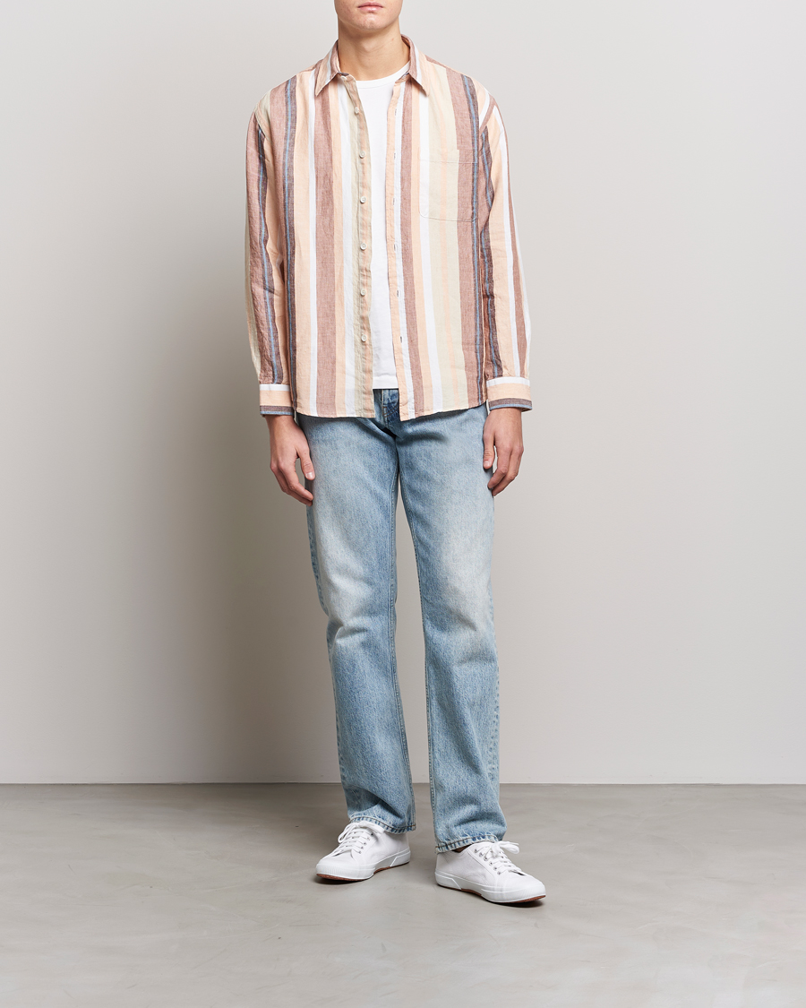 Mies | Kauluspaidat | NN07 | Deon Linen Striped Shirt Multi