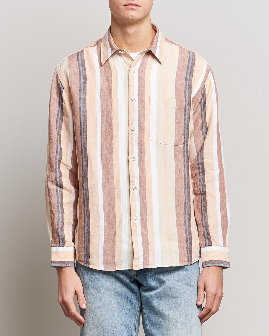 Mies | Rennot paidat | NN07 | Deon Linen Striped Shirt Multi