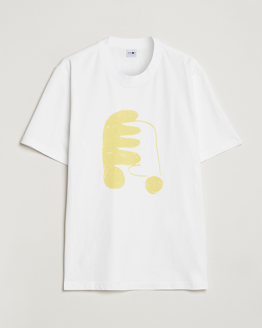 Mies | T-paidat | NN07 | Adam Printed Crew Neck T-Shirt White