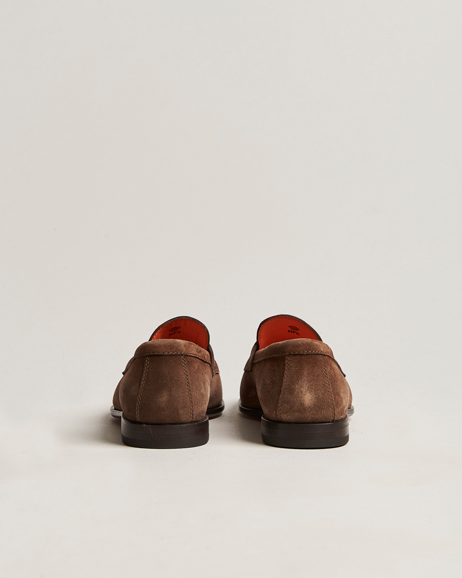 Mies | Santoni Penny Loafer Dark Brown Suede | Santoni | Penny Loafer Dark Brown Suede