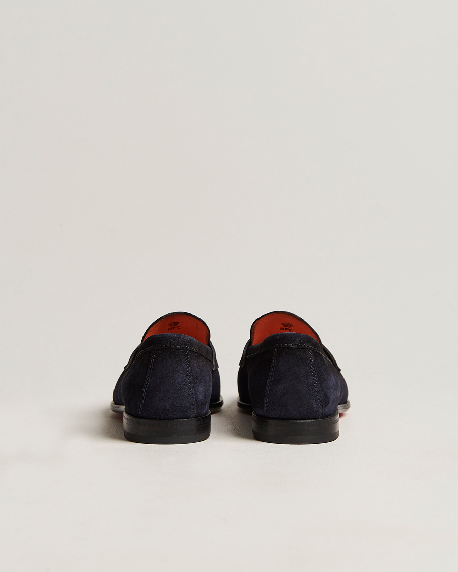 Mies | Santoni Penny Loafer Navy Suede | Santoni | Penny Loafer Navy Suede