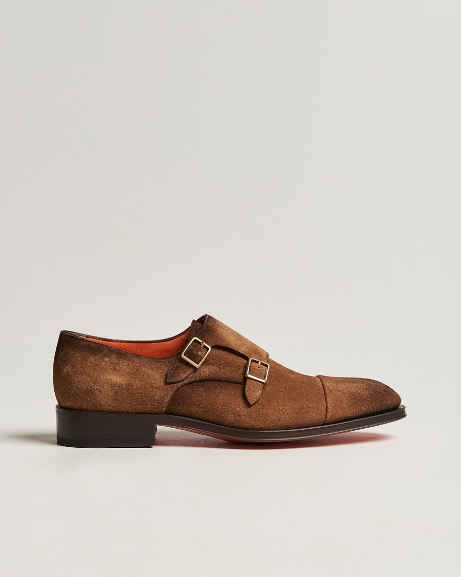Mies | Santoni Double Monk Shoe Brown Suede | Santoni | Double Monk Shoe Brown Suede