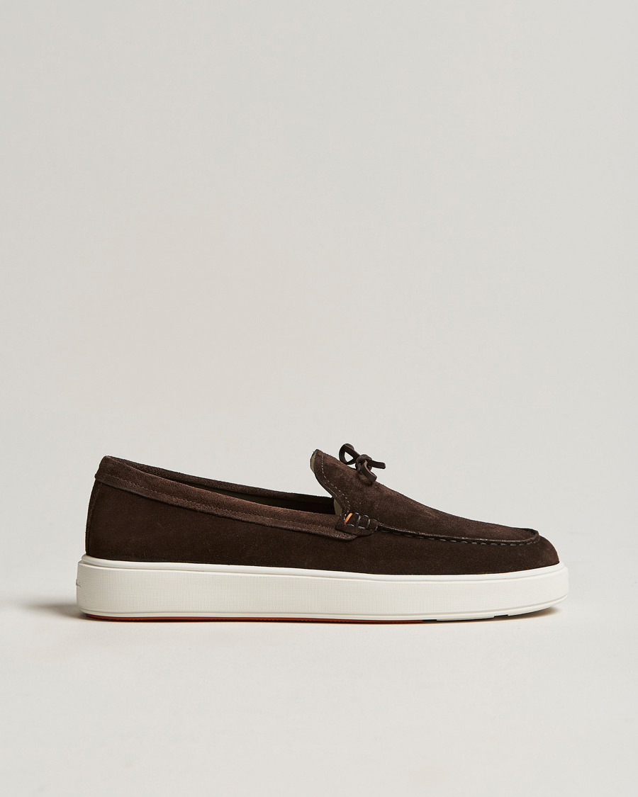 Mies | Santoni Lacetto Slip On Dark Brown Suede | Santoni | Lacetto Slip On Dark Brown Suede