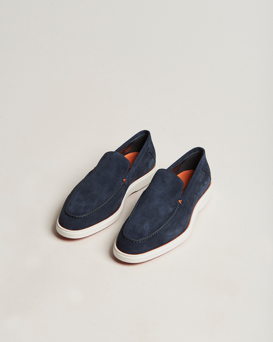 Mies | Santoni Summer Loafer Navy Suede | Santoni | Summer Loafer Navy Suede