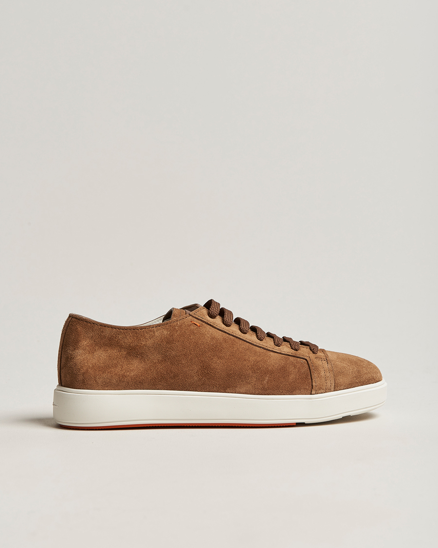 Mies | Santoni Plain Sneaker Dark Brown Suede | Santoni | Plain Sneaker Dark Brown Suede