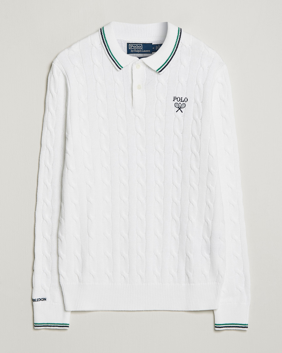 Mies | Puserot | Polo Ralph Lauren | Cotton Cable Knitted Polo Ceramic White