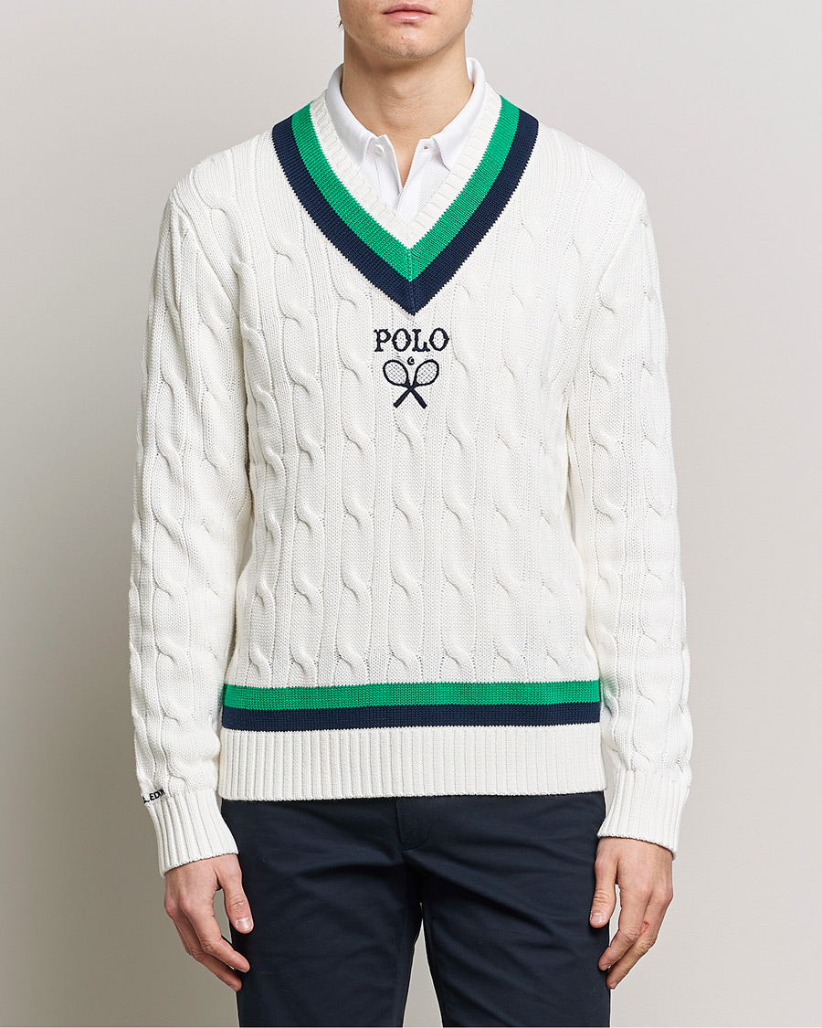 Mies | Vaatteet | Polo Ralph Lauren | Knitted V-Neck Cricket Sweater Ceramic White