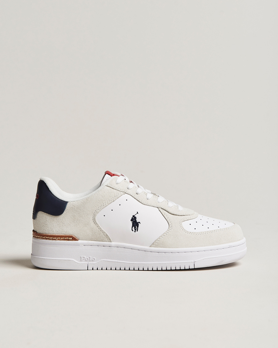Mies | Polo Ralph Lauren Masters Court Suede Sneaker White/Navy/Red | Polo Ralph Lauren | Masters Court Suede Sneaker White/Navy/Red